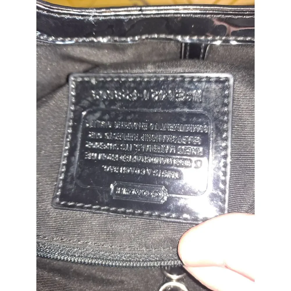 Coach Brown Signature Stripe‎ Devin Shoulder Leather Tote Bag F28395